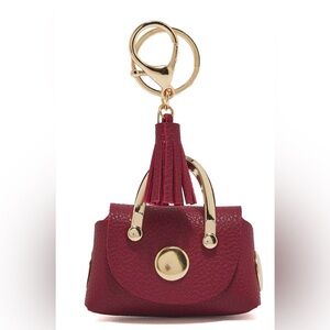Red Mini Handbag Keychain/Bagcharm with Gold Accents